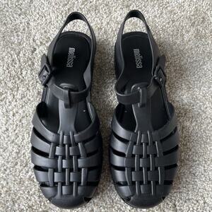 Melissa Possession Jelly Sandals Black 5 Fisherman Mary Jane 90's Y2K Shoes